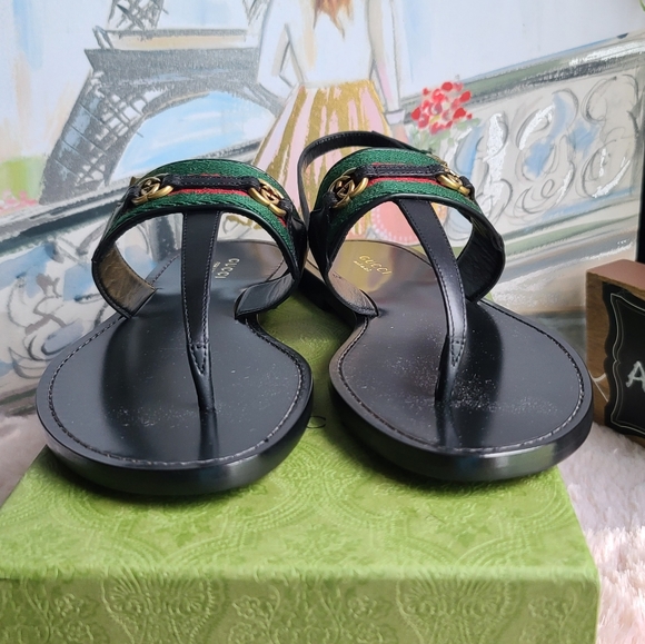 GUCCI Nylon Web Lifford Jakarta leather Sandals, black - Picture 9 of 13